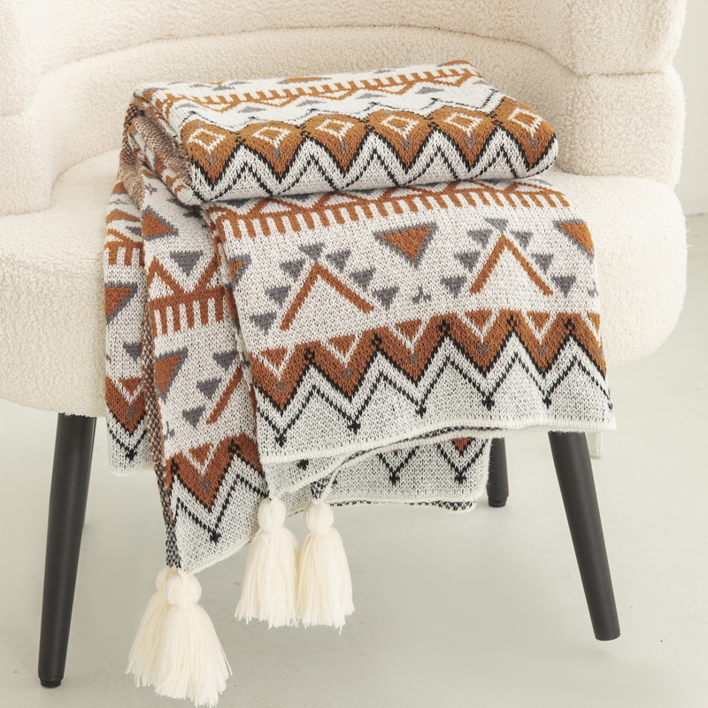 Luxury Home Textiles Usa - 보헤미안 스타일 프린트 니트 담요 고급