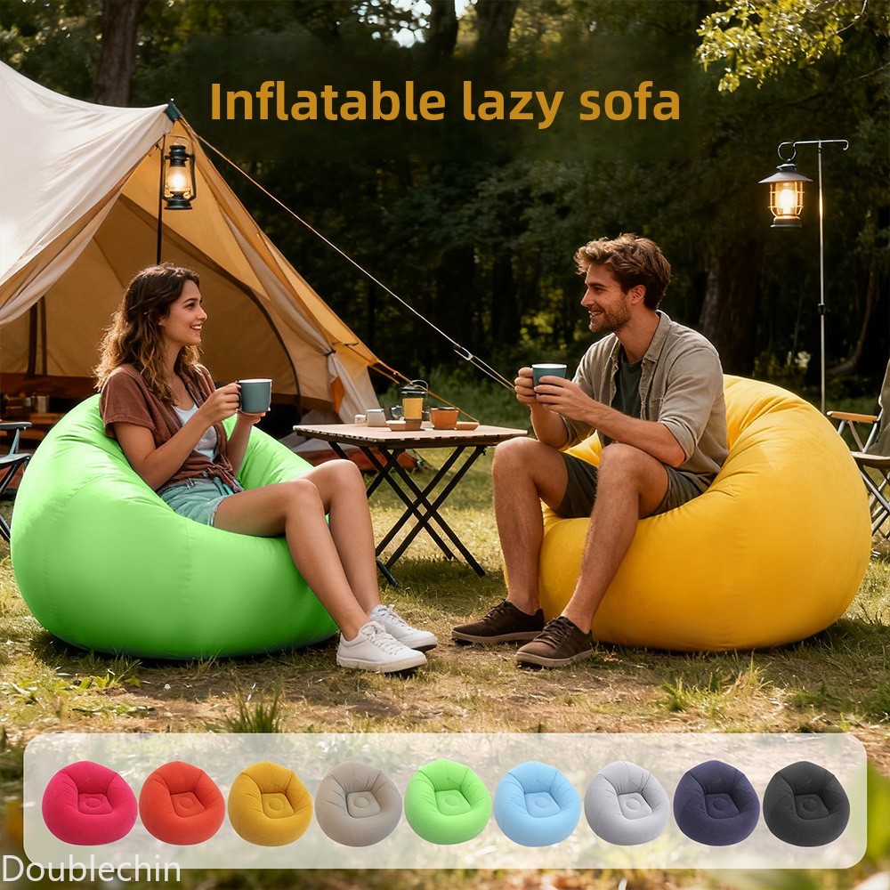 Floor Cushion Pouf - 싱글 플록드 에어 소파, 접이식 빈백