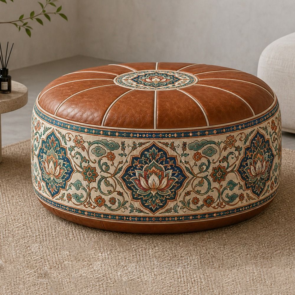 새로운 PU 가죽 오토만 푸프 보헤미안 패턴 접이식 발 - Floor Cushion Pouf 리뷰 및 가격