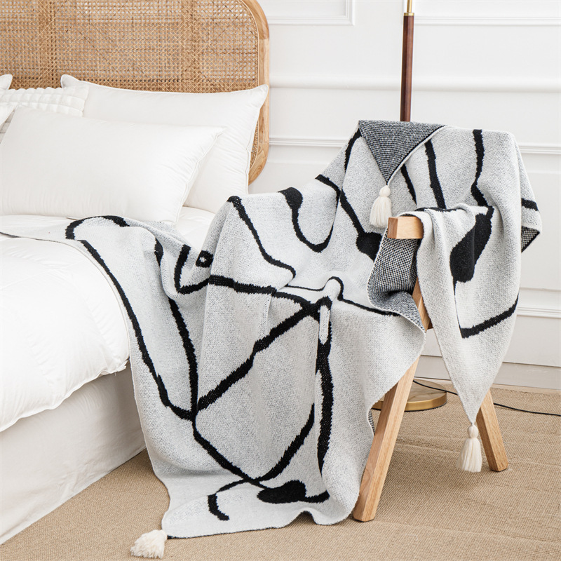 보헤미안 스타일 프린트 니트 담요 고급 피부 친화적인  - Luxury Home Textiles Usa 리뷰 및 가격