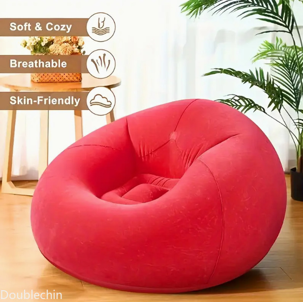 싱글 플록드 에어 소파, 접이식 빈백 볼 모양 에어 의 - Floor Cushion Pouf 리뷰 및 가격