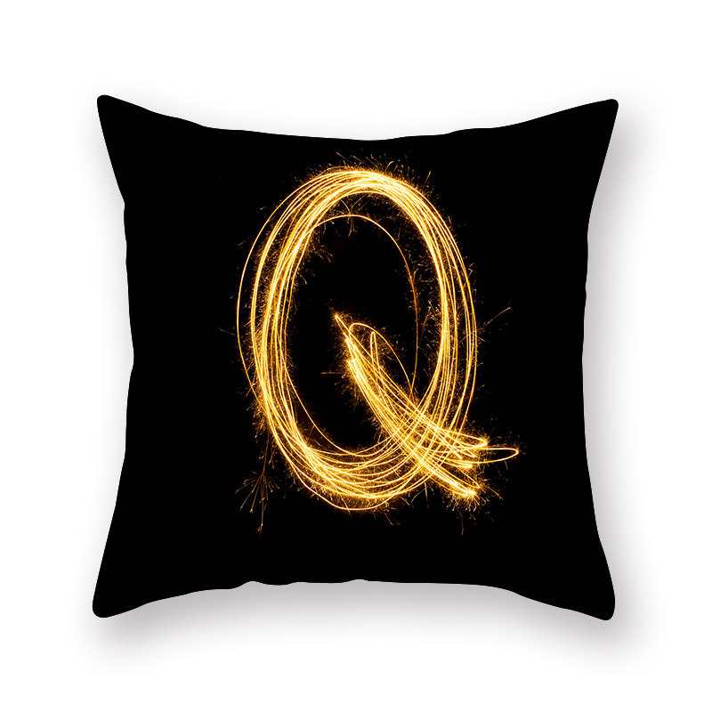 뜨거운 판매 베개 커버 불꽃 놀이 블랙 골드 알파벳 럭 - Luxury Home Textiles Usa 리뷰 및 가격